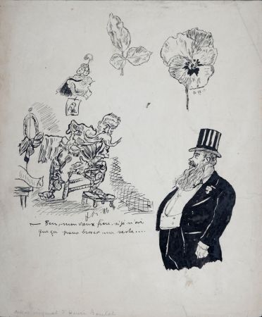 技術的なありません Boutet - Ben mon vieux frère, si je n'ai que ça pour brosser ma veste..., 1897 - Original drawing (Hand-signed!)