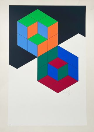 シルクスクリーン Vasarely - Bi-Hexa 