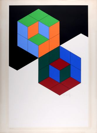 シルクスクリーン Vasarely - Bi-Hexa , 1975
