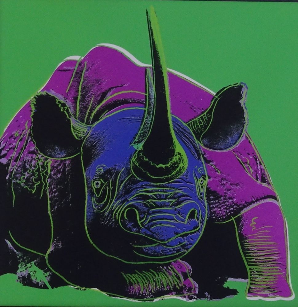 シルクスクリーン Warhol - Black rhinoceros