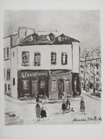 リトグラフ Utrillo - Blanchisserie et restaurant, Montmartre, 1950