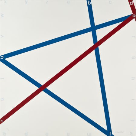 リトグラフ Morellet - BLUE-RED - EXACTA FROM CONSTRUCTIVISM TO SYSTEMATIC ART 1918-1985