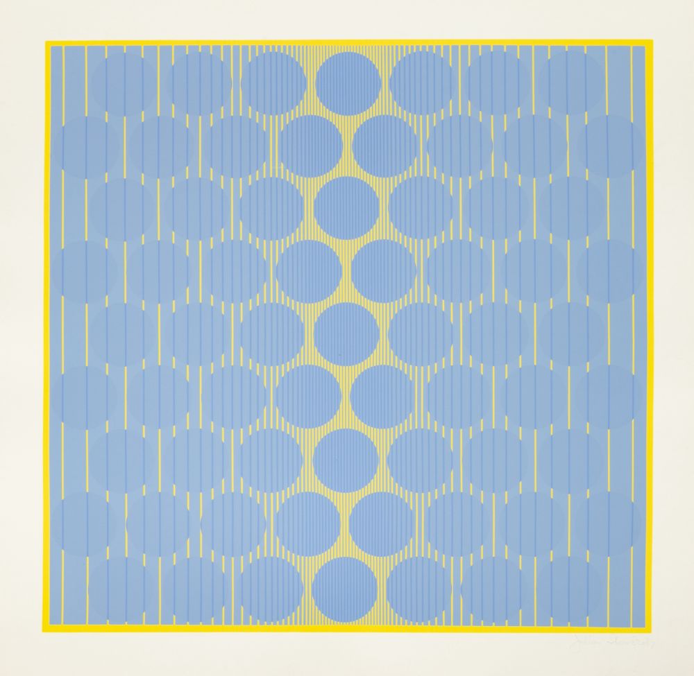 シルクスクリーン Stanczak - Blue Circles, from Eight Variants