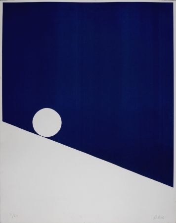 シルクスクリーン Gilioli - Blue Composition, c. 1970s -  Hand-signed!