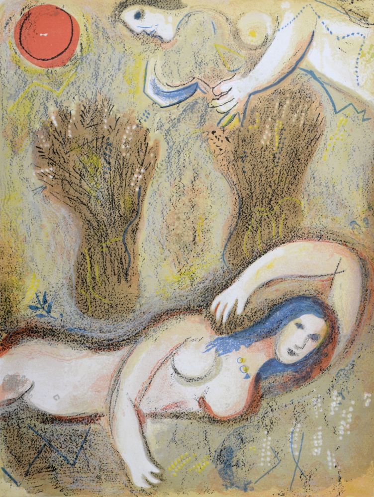 リトグラフ Chagall - Booz se réveille et voit Ruth à ses pieds, 1960