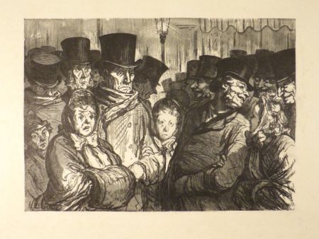 エッチング Daumier - Boulevard du Temple à minuit. Sortant du drame – Sortant des Funambules