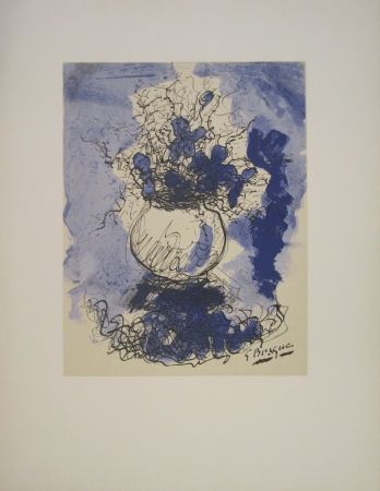 リトグラフ Braque - Bouquet de fleurs à l’aquarelle