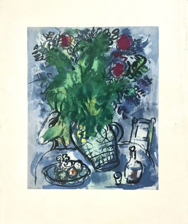 リトグラフ Chagall - Bouquet Fleuri sur Table