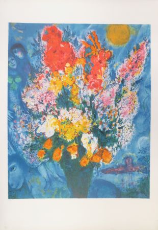 リトグラフ Chagall - Bouquet illuminant le ciel