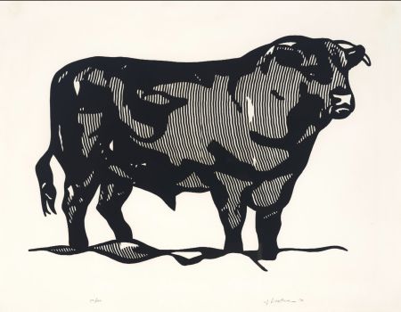 リノリウム彫版 Lichtenstein - Bull I