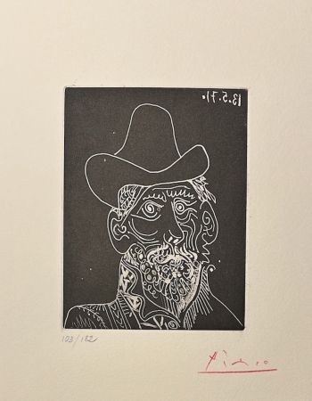 アクチアント Picasso - Buste d' homme barbu au chapeau