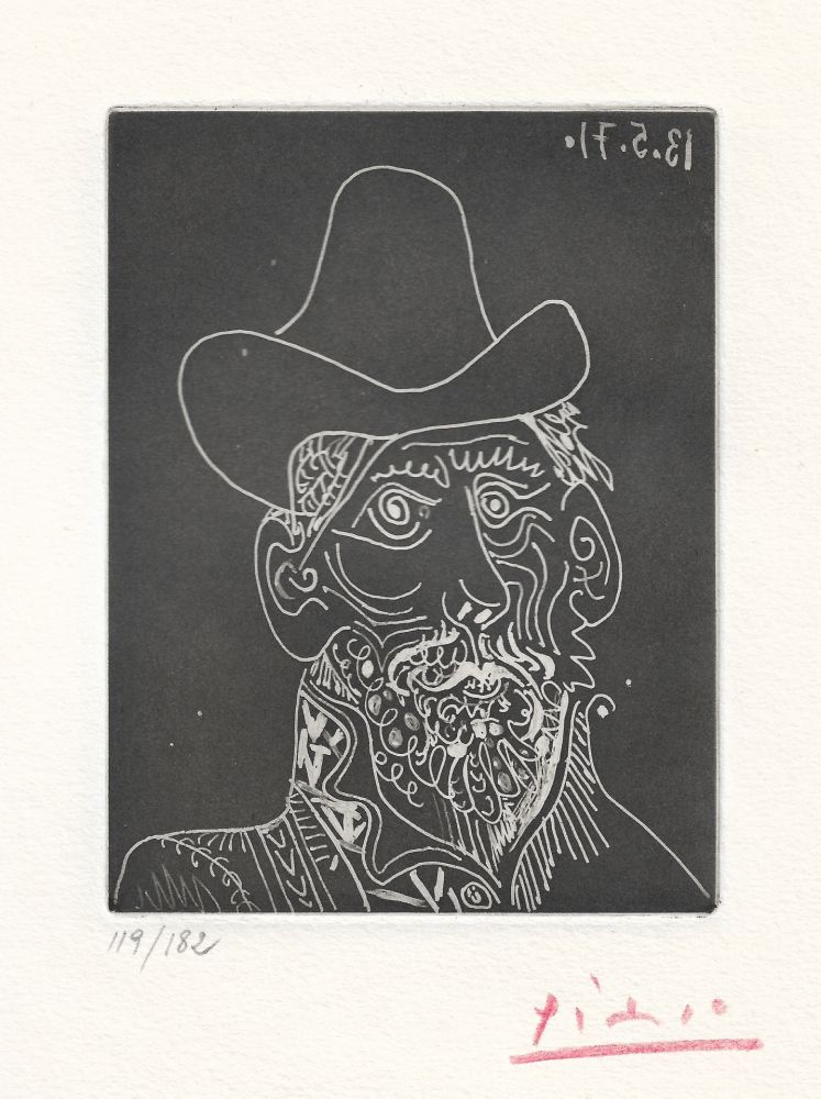 アクチアント Picasso -  Buste d'homme barbu au chapeau 
