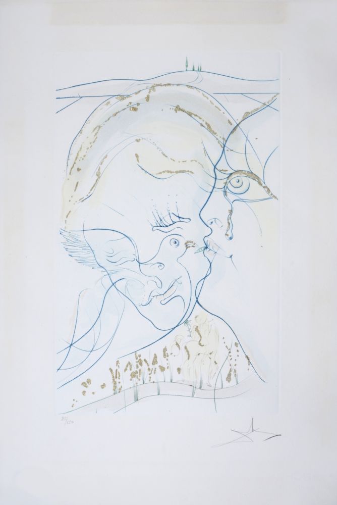 彫版 Dali - Cantique des Cantiques : Les Yeux de colombe de la Mariée, 1971 - Hand-signed