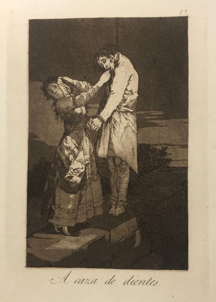 エッチング Goya - Capricho 12 . A caza de los dientes