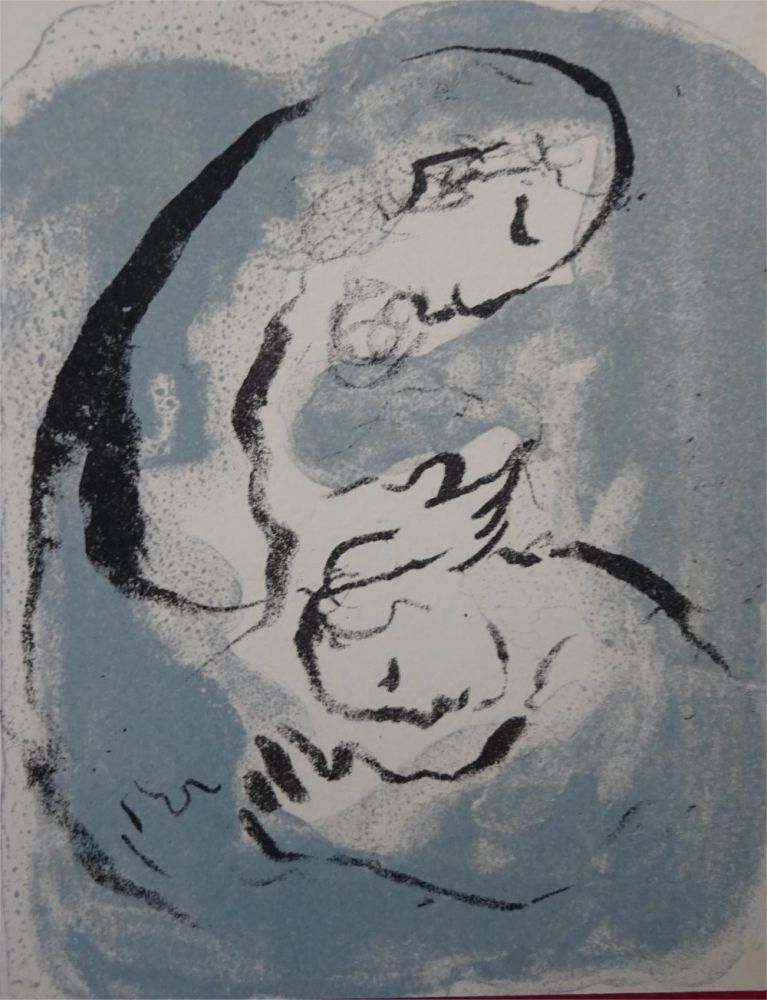 リトグラフ Chagall - Carte de Voeux 1968 ,tirage du noir