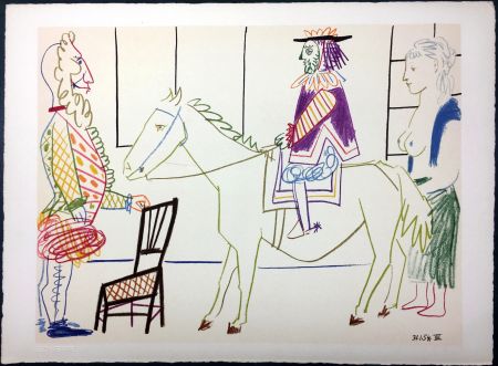 リトグラフ Picasso - Cavalier costumé 1 (La Comédie Humaine - Verve 29-30. 1954) 