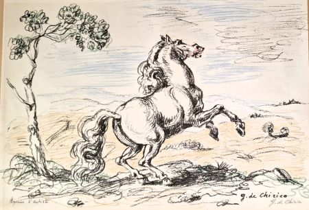 リトグラフ De Chirico - Cavallo in libertà