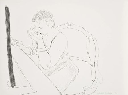 リトグラフ Hockney - Celia Adjusting Her Eyelash (G.837)
