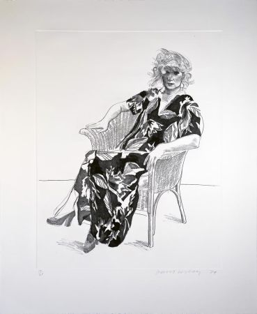 彫版 Hockney - Celia in Wicker Chair (Black State)