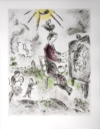 エッチングと　アクチアント Chagall - Celui qui dit les choses sans rien dire, 1976 - PLATE 10