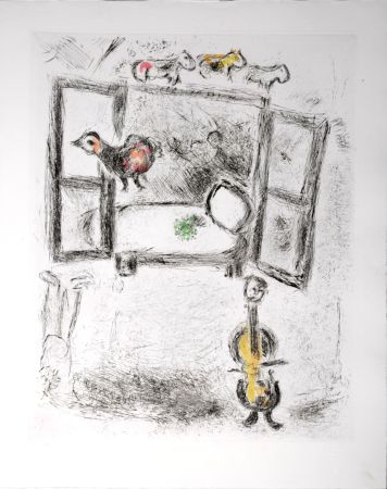 エッチングと　アクチアント Chagall - Celui qui dit les choses sans rien dire, 1976 - PLATE 15