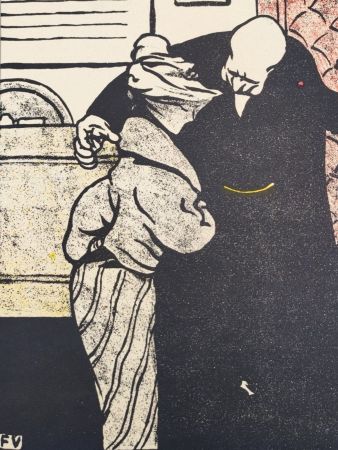 リトグラフ Vallotton - C'est pour votre papa... Passez donc dans mon cabinet. 