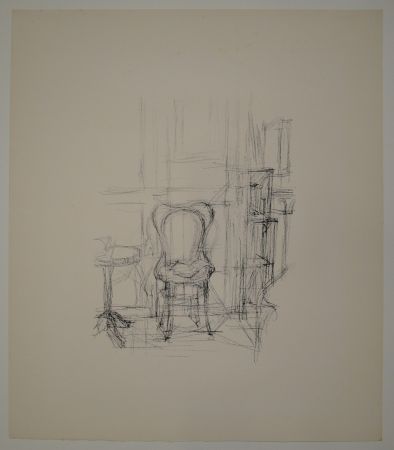 リトグラフ Giacometti - Chaise et guéridon. 