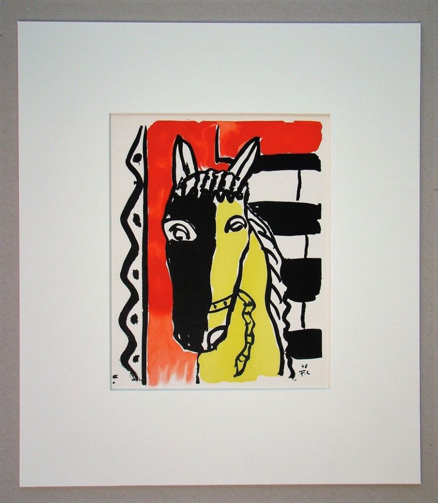 ステンシル Léger (After) - Cheval sur fond rouge, 1948
