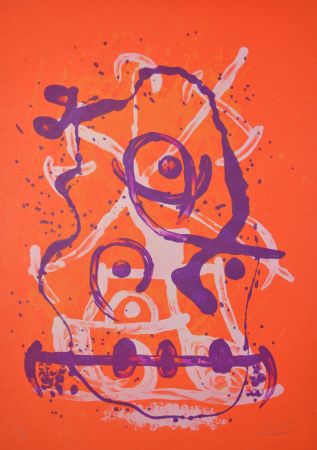 リトグラフ Miró - Chevauchee Rouge Et Violet - M610