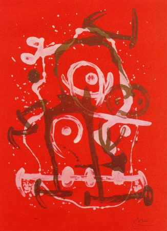 リトグラフ Miró - Chevauchée rouge brun