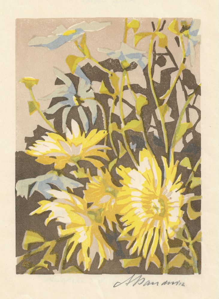 木版 Baudnik - Chrysanthemen