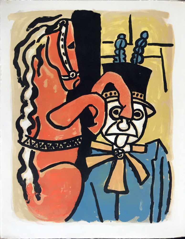 リトグラフ Leger - Cirque : Dompteur et cheval. 1950