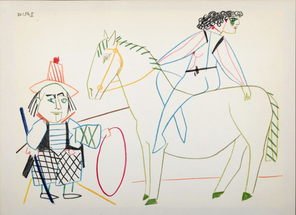 リトグラフ Picasso - Clown & Circus Rider, 1954