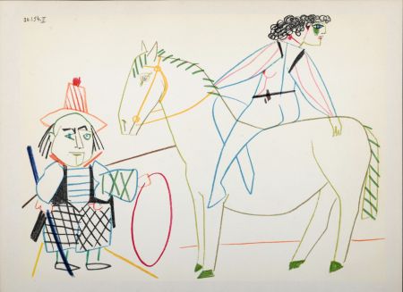 リトグラフ Picasso - Clown & Circus Rider, 1954
