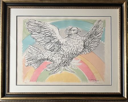 リトグラフ Picasso - Colombe volant ( à l'Arc-en-ciel ) ( Flying Dove in a Rainbow ) (Bl. 712, M. 214)