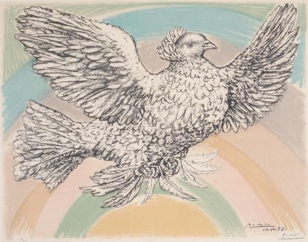 技術的なありません Picasso - Colombe volant ( à l'Arc-en-ciel ) ( Flying Dove in a Rainbow ) (Bl. 712, M. 214)