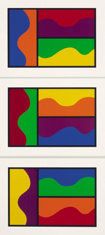 シルクスクリーン Lewitt - Colors Divided By Wavy Lines