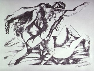 リトグラフ Zadkine - Combat avec l'Amazone Hippolyte