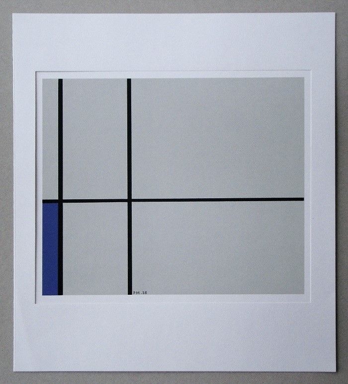 シルクスクリーン Mondrian - Compositie met blauw - 1938