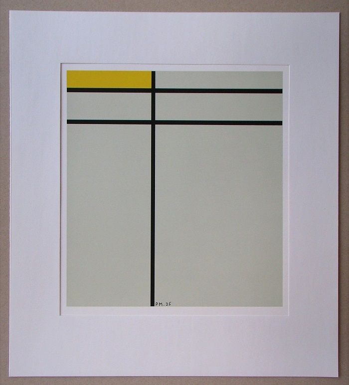 シルクスクリーン Mondrian - Compositie met geel - 1935