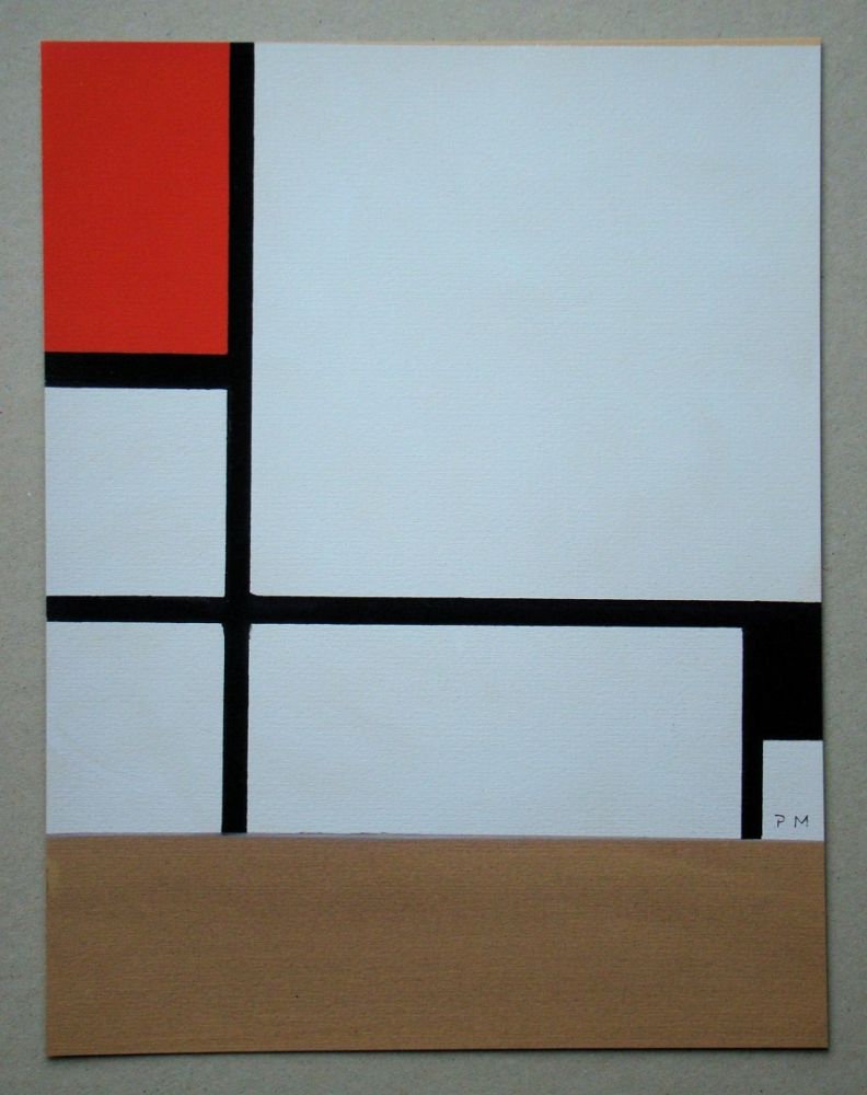 ステンシル Mondrian - Compositie met rood