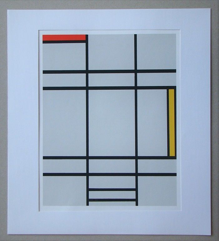 シルクスクリーン Mondrian - Compositie met rood en geel - 1935