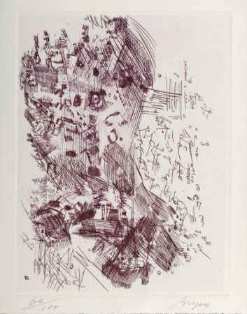彫版 Bryen - Composition, 1967 - Hand-signed!
