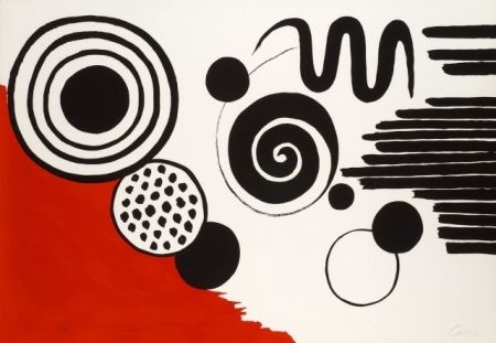 リトグラフ Calder - Composition au serpent noir