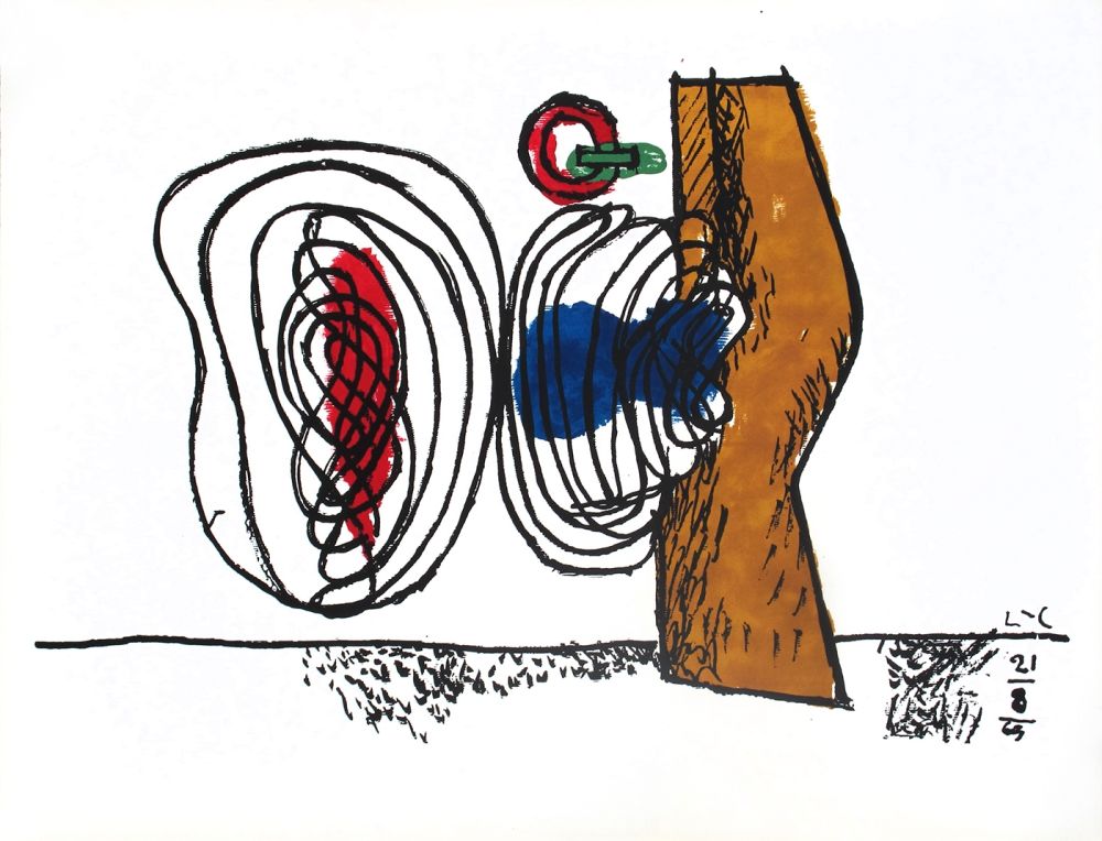 リトグラフ Le Corbusier - Composition bleu et rouge