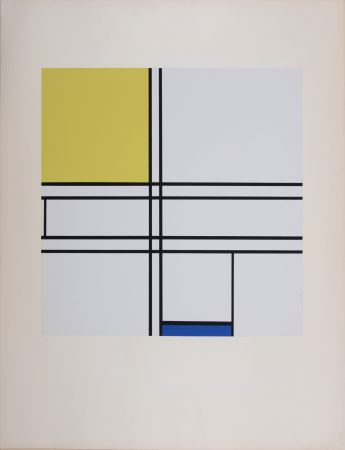 シルクスクリーン Mondrian - Composition Bleu, Jaune 1936 (1957)