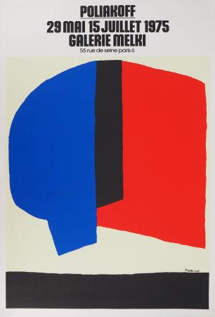 挿絵入り本 Poliakoff - Composition bleu, noire et rouge
