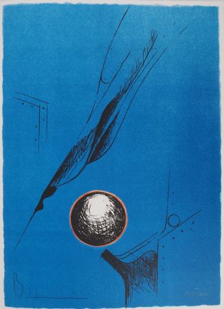リトグラフ Heiliger - Composition Bleu à la sphère