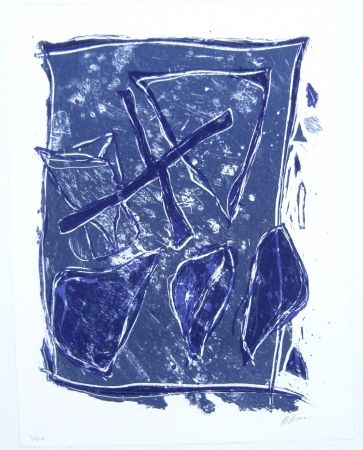 リトグラフ Humair - Composition bleue et mauve