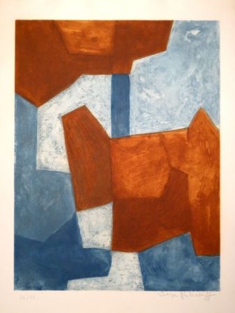 エッチングと　アクチアント Poliakoff - Composition bleue et rouge / Komposition in Blau und Rot